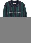 Martine Rose Sporty Logo Stripe Quarter Zip Polo