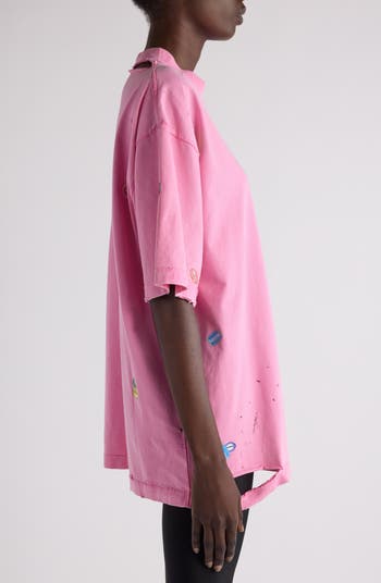 Balenciaga Medium Fit Fruity Distressed Graphic T-Shirt Balenciaga Medium Fit Fruity Distressed Graphic T-Shirt