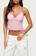 EDIKTED Allise Sequin Crop Halter Top