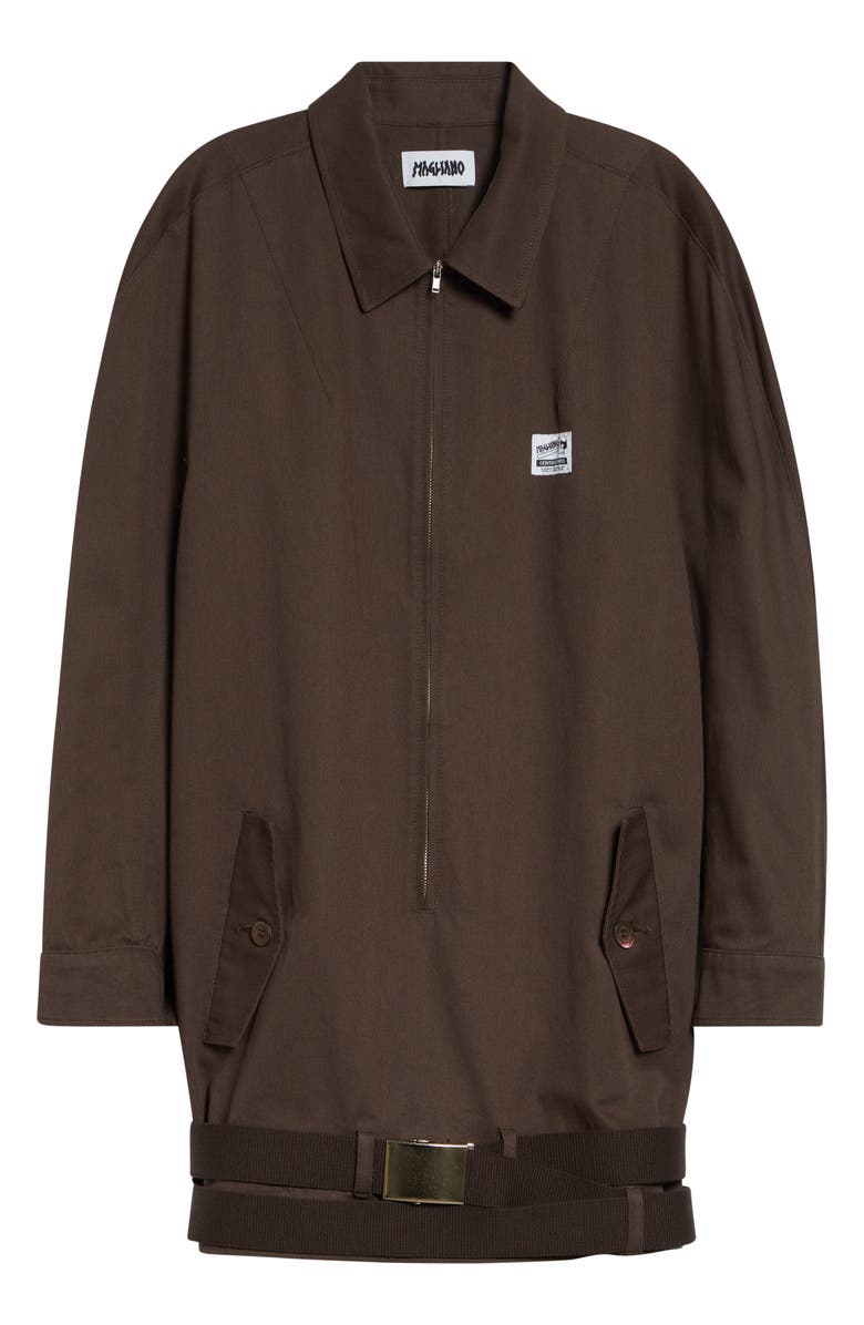 Magliano Long Sleeve Cotton Twill Minidress, Alternate, color, Brown