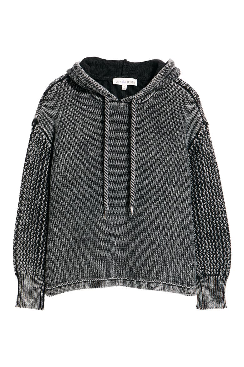 Open Stitch Hoodie, Alternate, color, BLACK