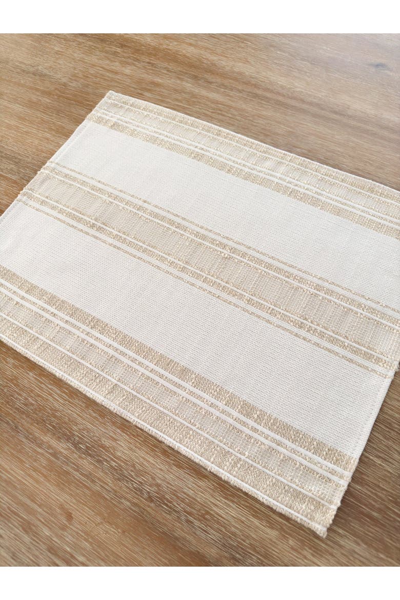 Beach Club Stripe Indoor Outdoor Placemat, Alternate, color, Beige Stripe