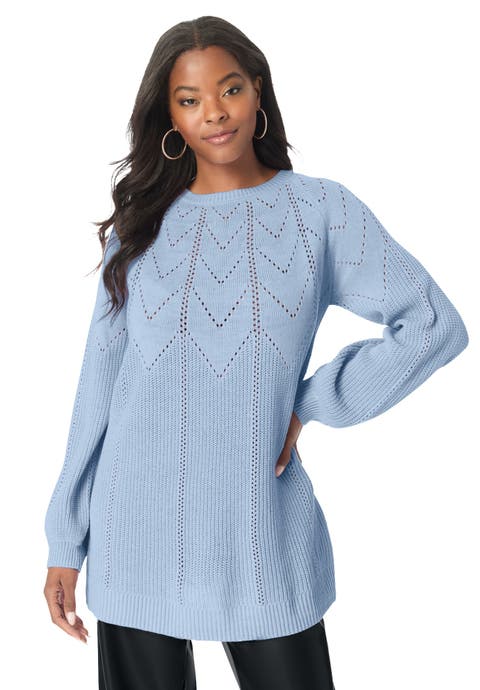 Pointelle Yoke Crewneck Sweater