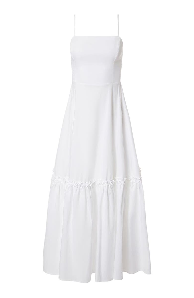 WeWoreWhat Ruffle Flare Midi Dress, Alternate, color, Classic White