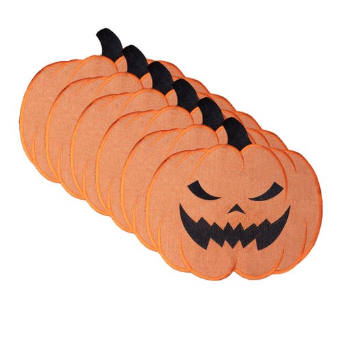 C & F Home C&f Home Jack O' Lantern Set Of 6 Round Halloween Placemats 17" In Brown