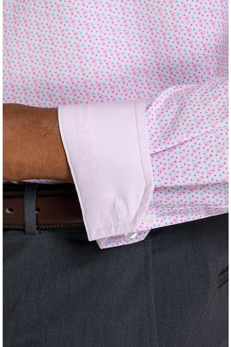 Faint Floral Performance Dress Shirt, Alternate, color, WHITE/ PINK