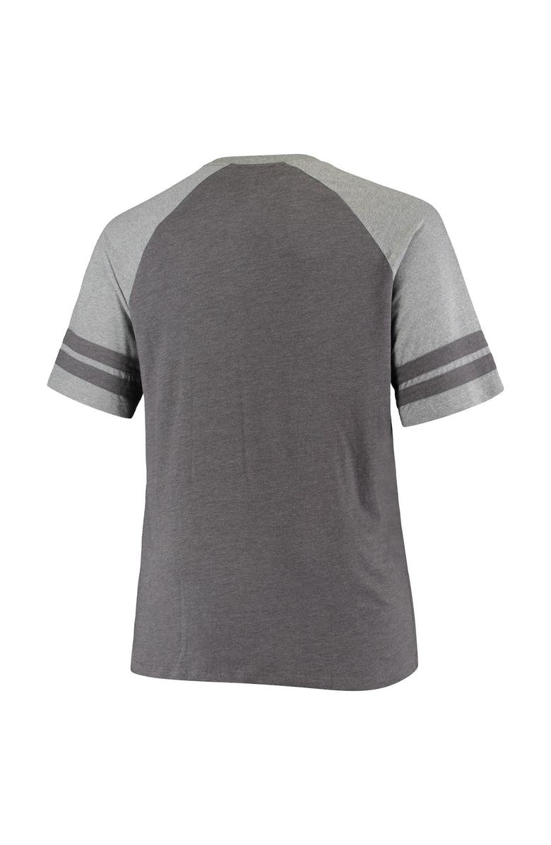 FANATICS Men's Fanatics Branded Black/Heathered Gray Tampa Bay Buccaneers Big & Tall Throwback 2-Stripe Raglan T-Shirt, Alternate, color, 