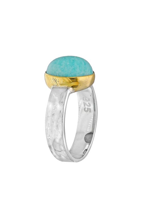 Ys Gems Bezel Set Amazonite Ring In Blue