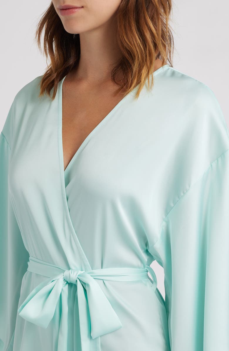 Open Edit Get Ready with Me Satin Robe, Alternate, color, Teal Fair