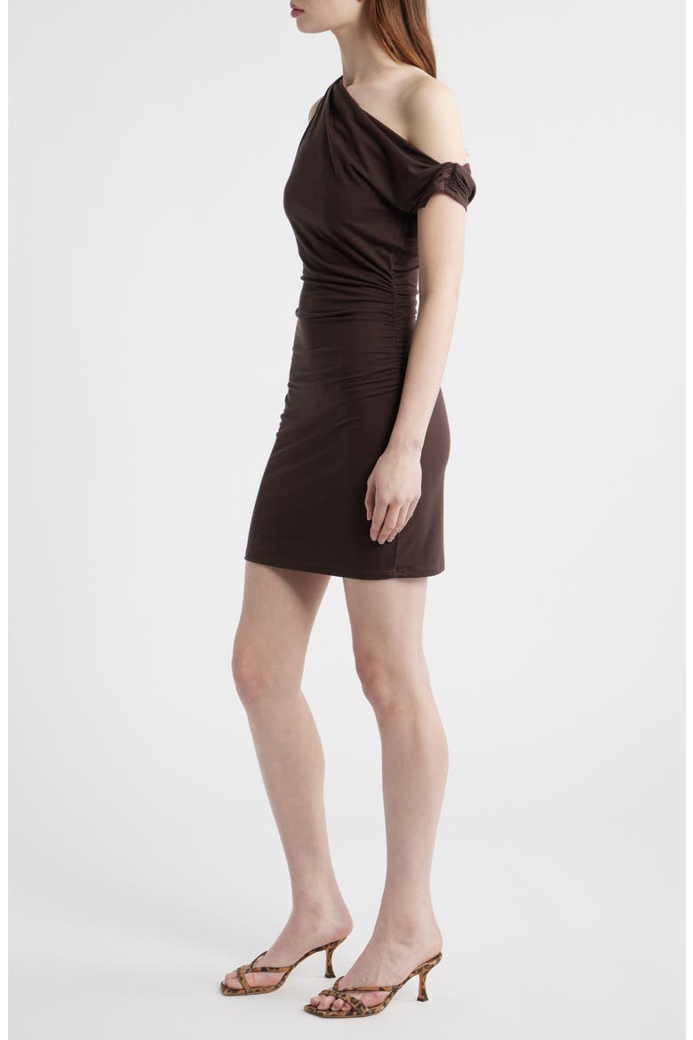 Belle One-Shoulder Knit Dress, Alternate, color, MOLE