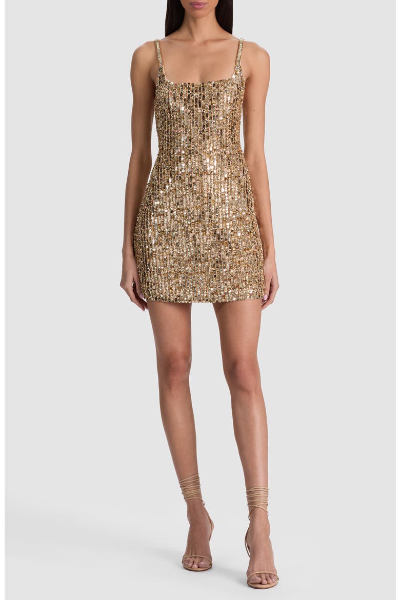 Nina Sequin Embellished Minidress, Main, color, CHAMPAGNE/ GOLD
