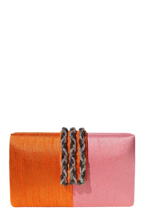 Color Block Braided Clutch