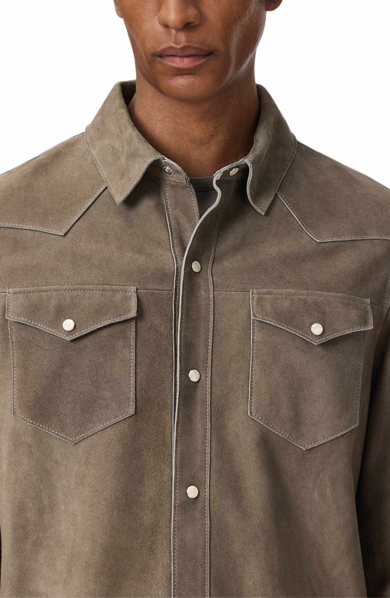 John Varvatos Sage Suede Shirt Jacket, Alternate, color, Haze Grey