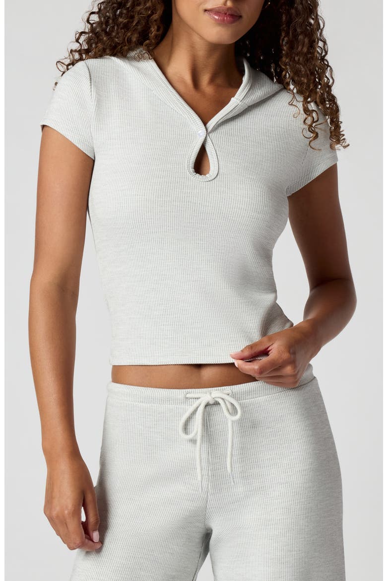 Ribbed Jersey Hooded Cutout T-Shirt, Main, color, HEATHER ICE