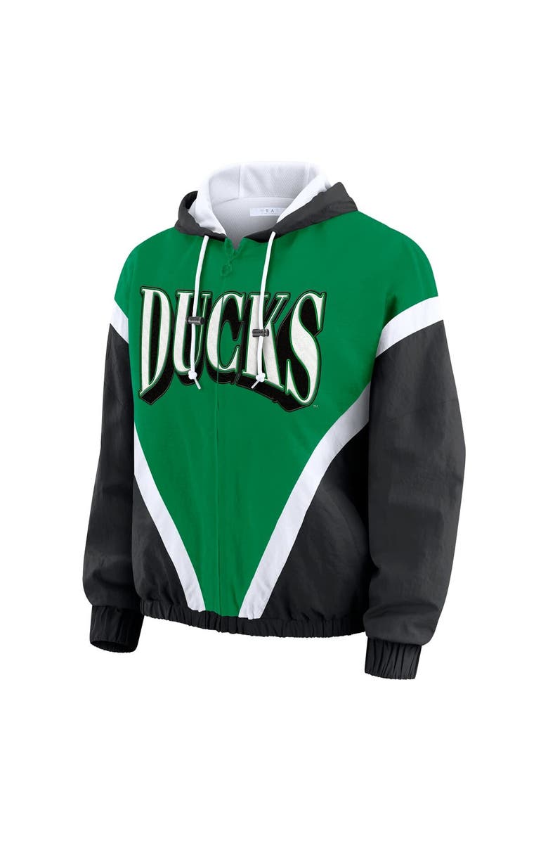 WEAR by Erin Andrews Women
s WEAR by Erin Andrews Green/Black Oregon Ducks Colorblock Full-Zip Hoodie Windbreaker Jacket, Alternate, color, Green