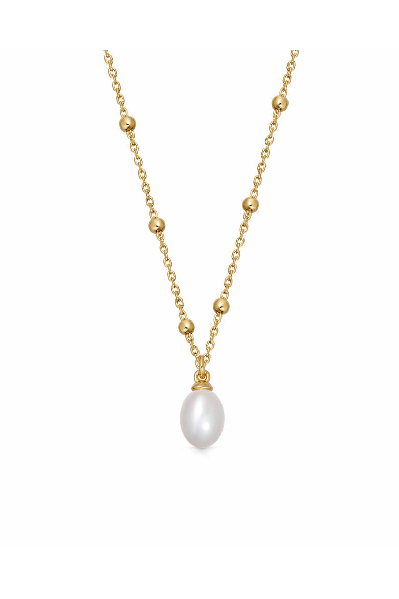 Gold Biography White Pearl Pendant Necklace, Main, color, White Pearl