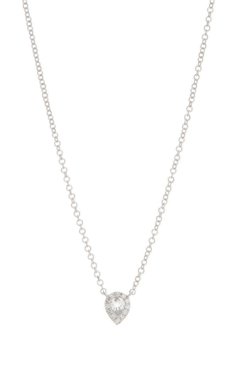 EF Collection Diamond & Topaz Teardrop Pendant Necklace, Alternate, color, 
