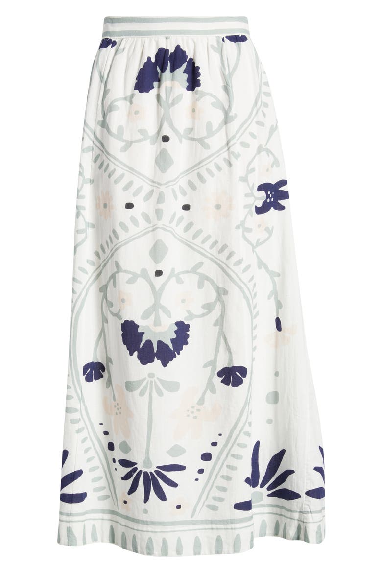 Juliet Floral Cotton & Linen Skirt, Alternate, color, LILIANA BLUE SURF PRINT