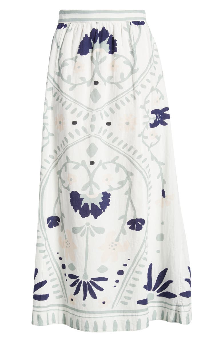 Cleobella Juliet Floral Cotton & Linen Skirt, Alternate, color, Liliana Blue Surf Print