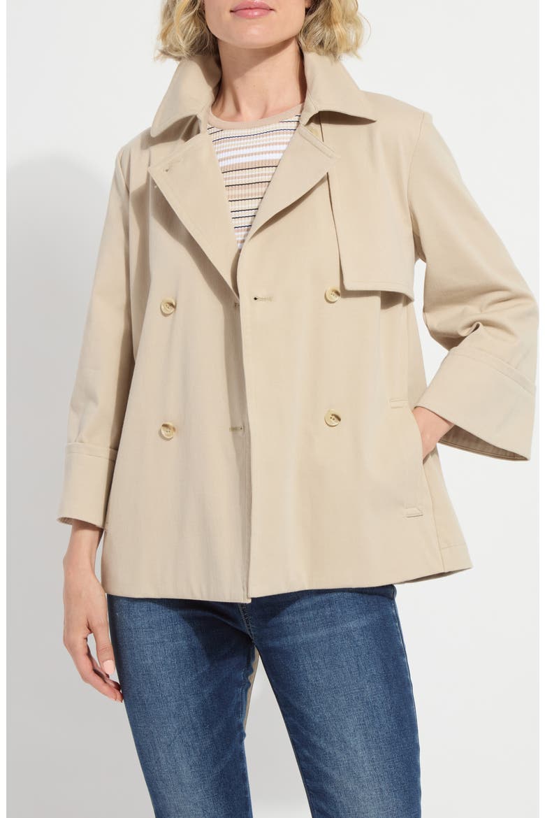 Dakota Crop Trench Coat, Alternate, color, CRISP KHAKI