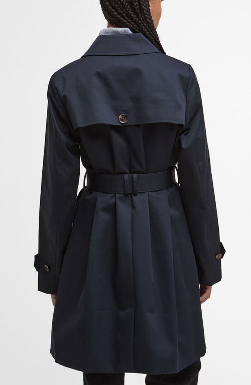 Barbour Greta Belted Water Resistant Twill Trench Coat In Blue