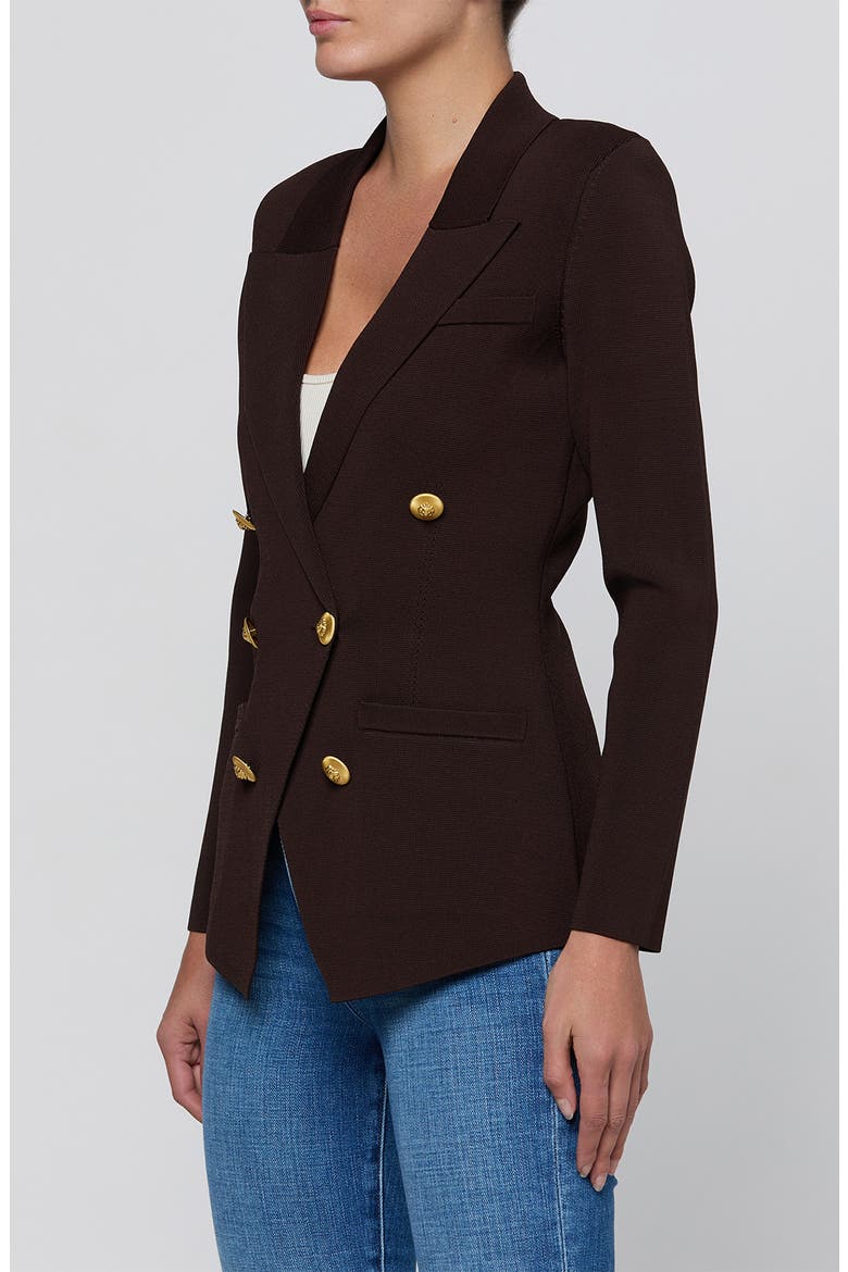 Amelia Knit Blazer, Alternate, color, DARK JAVA/ GOLD