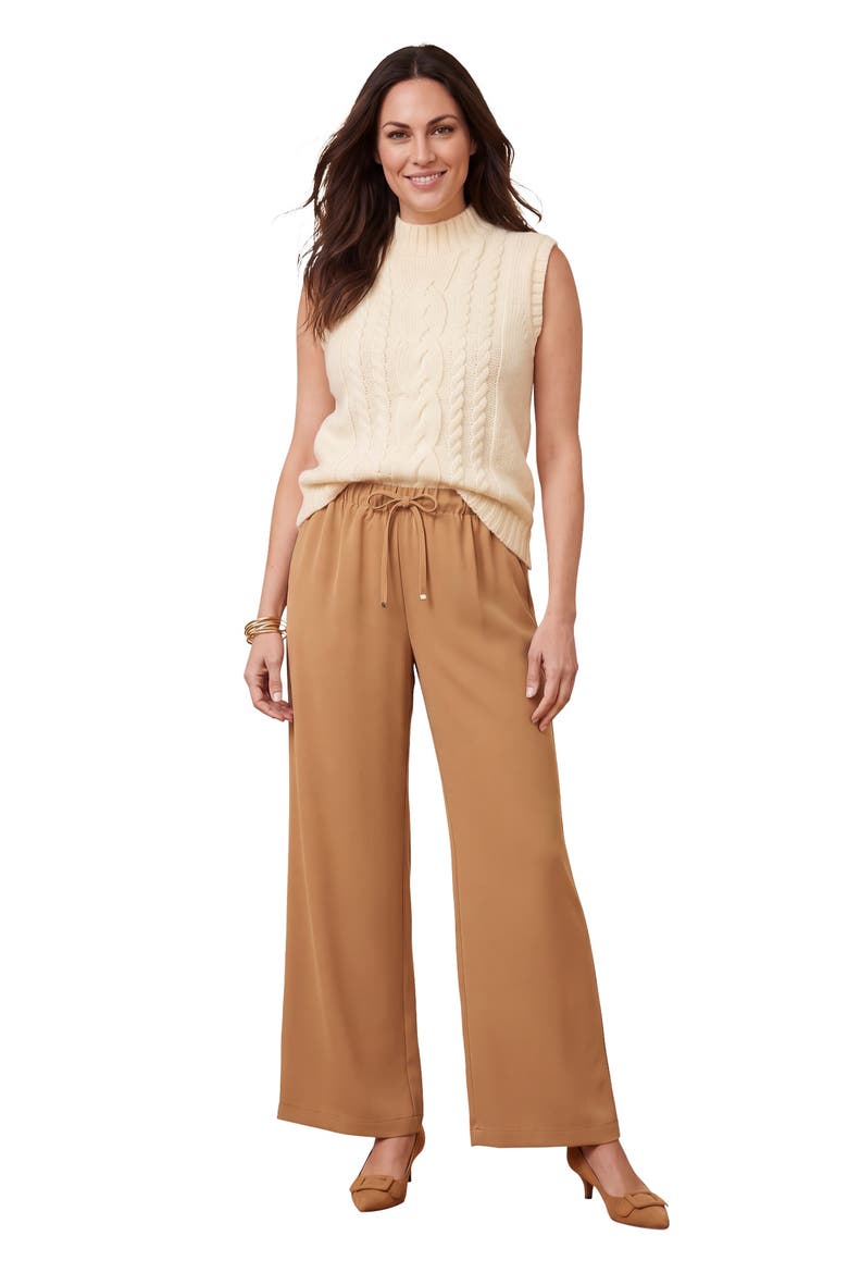 The Effortless Drawstring Wide Leg Pant, Main, color, CAMEL