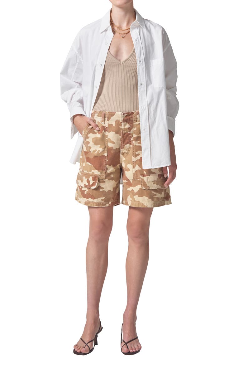 Georgia Camo Print Cotton Denim Cargo Shorts, Alternate, color, SAND CAMO