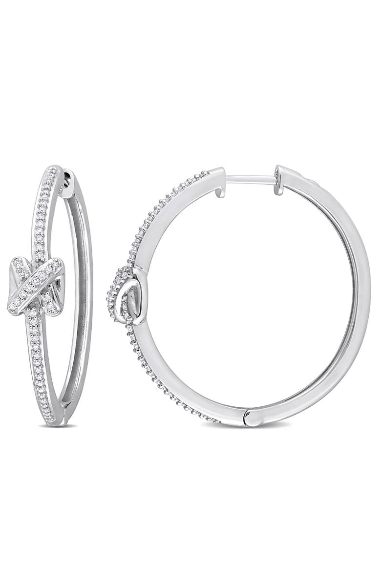 Julianna B. Diamond Crossover Hoop Earrings 14k, Main, color, White Gold