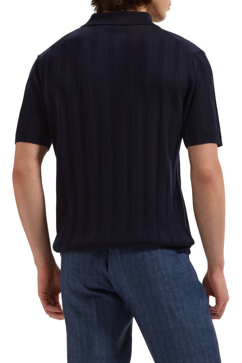 Textured Stripe Polo Sweater, Alternate, color, NAVY
