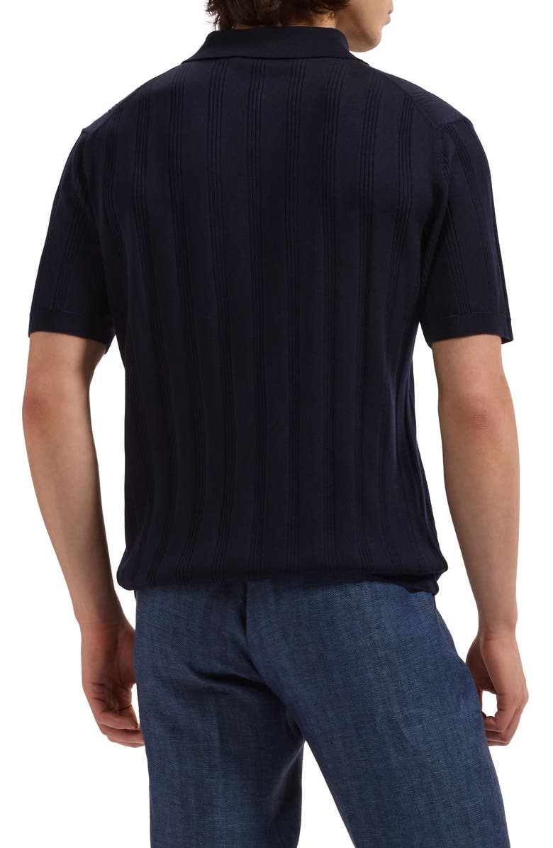 Bugatchi Textured Stripe Polo Sweater, Alternate, color, Navy