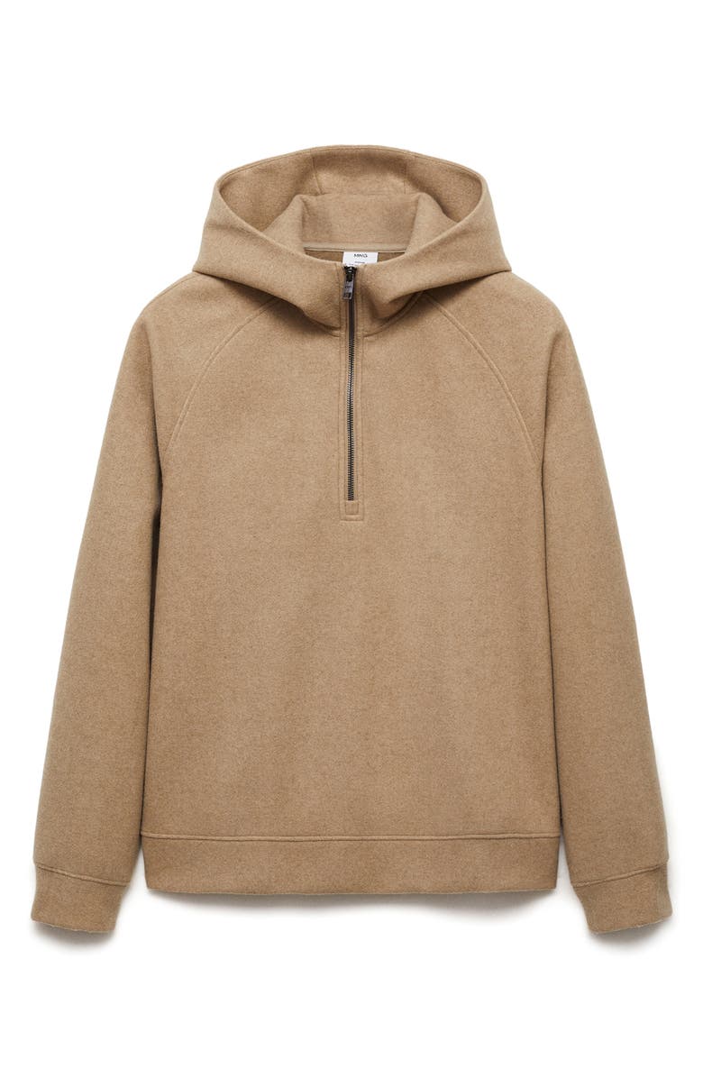 MANGO Flannel Quarter Zip Hoodie, Main, color, 