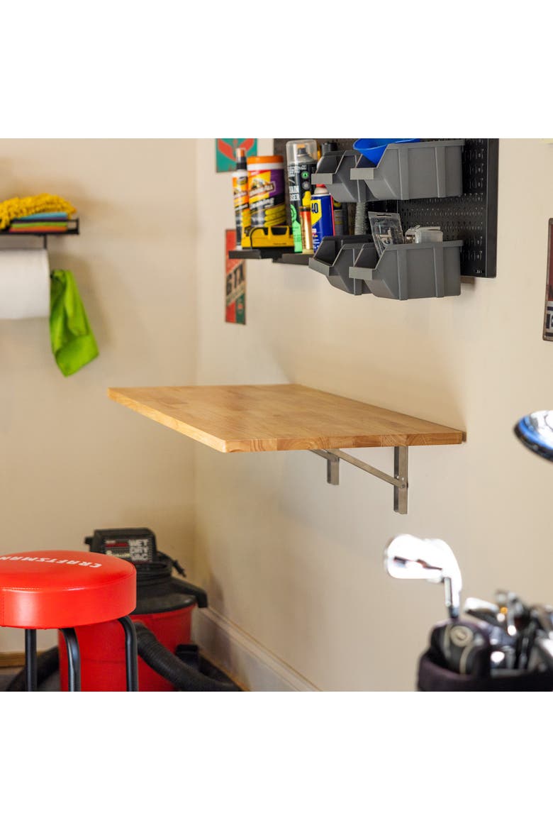 Wakefield Foldable Workbench - Light Wood Tabletop with Stainless Hardware - Heavy-Duty Table, Alternate, color, Light Wood