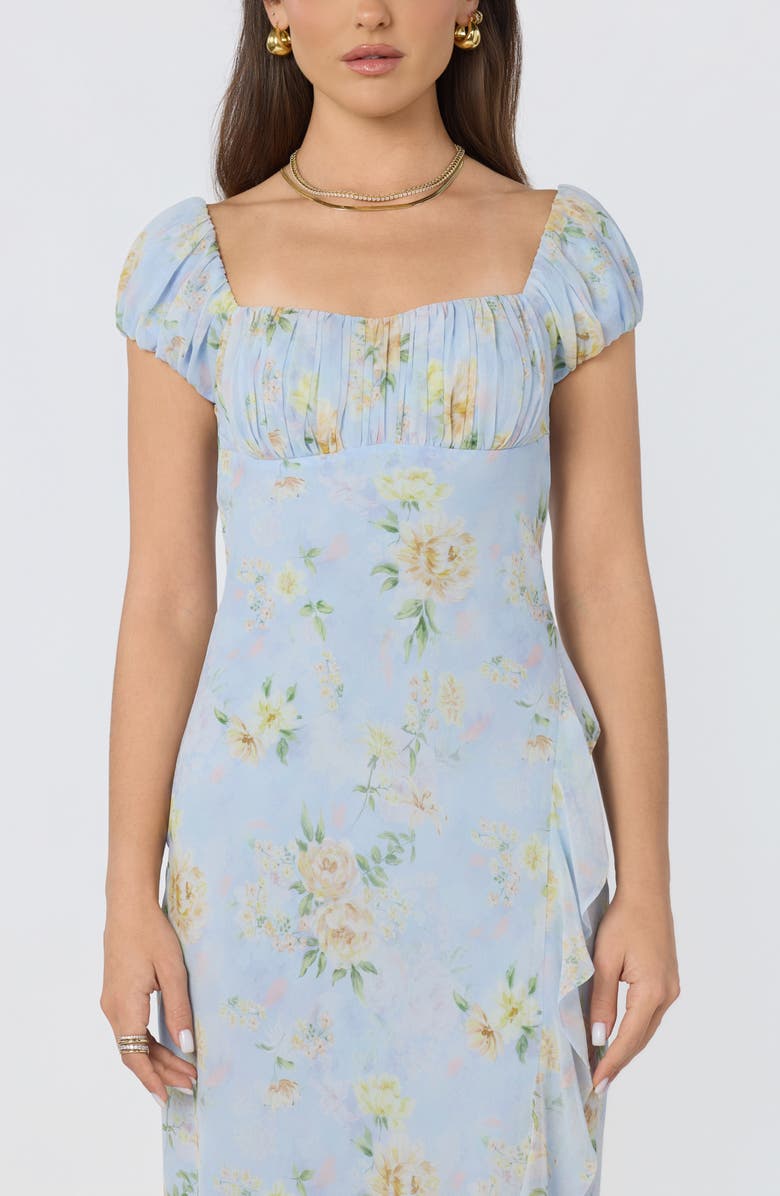 ASTR the Label Florence Floral Ruffle Detail Dress, Alternate, color, Blue Multi Floral