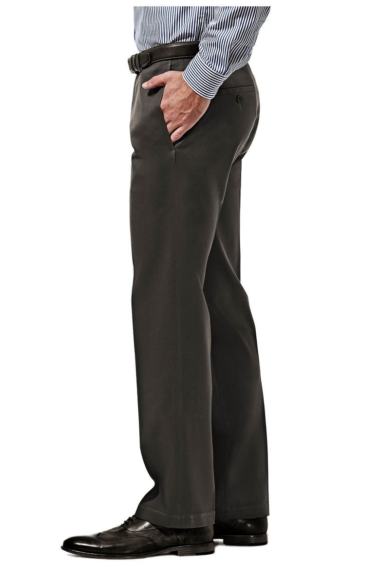 HAGGAR Premium No Iron Khaki Straight Fit Pant, Alternate, color, Dk Grey