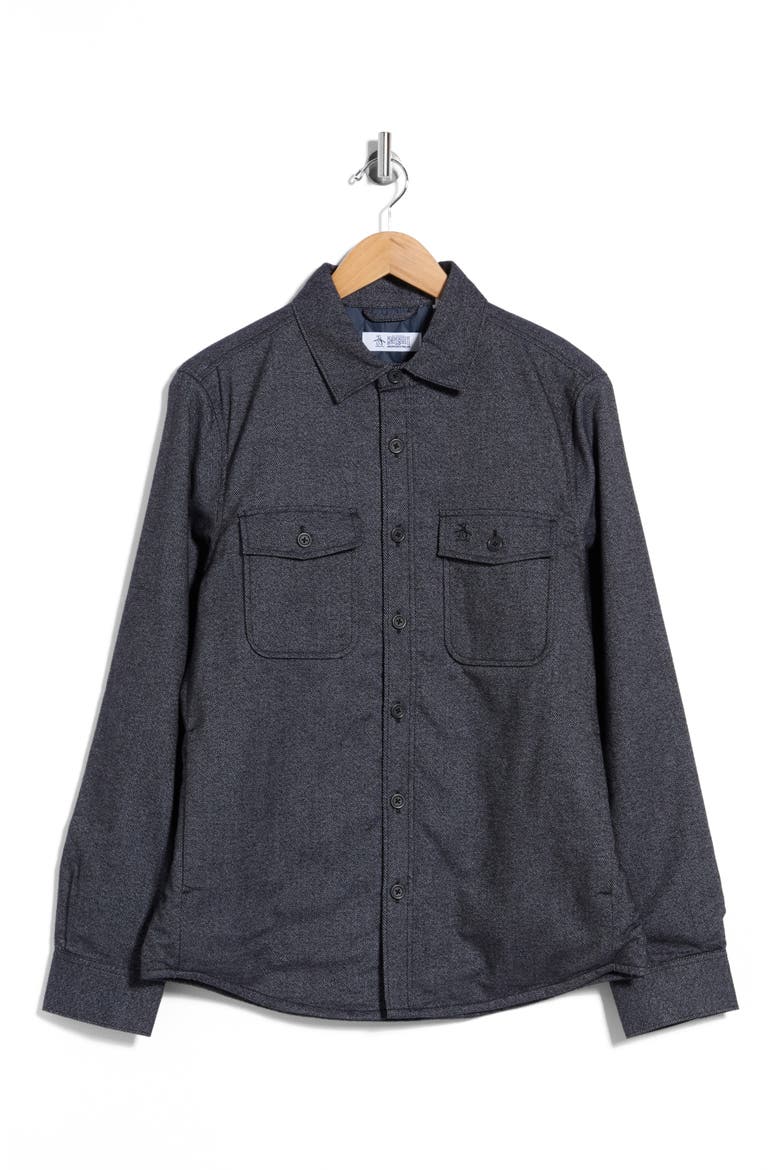 Heathered Shirt Jacket, Alternate, color, TRUE BLACK