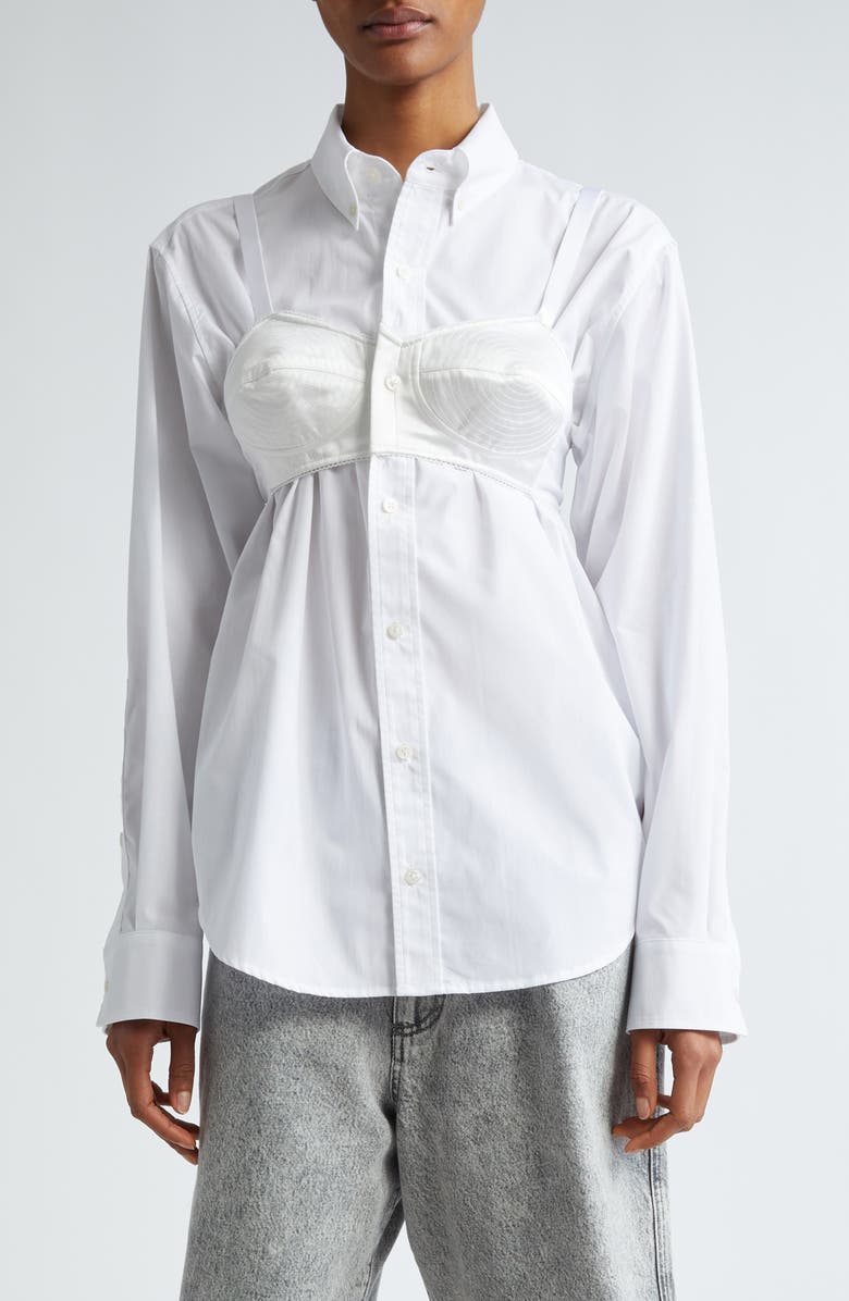 Vaquera Bra Cotton Button-Down Shirt, Main, color, 