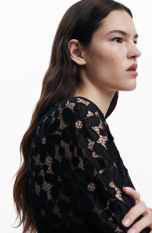 Desigual Lace Front Button Top In Black