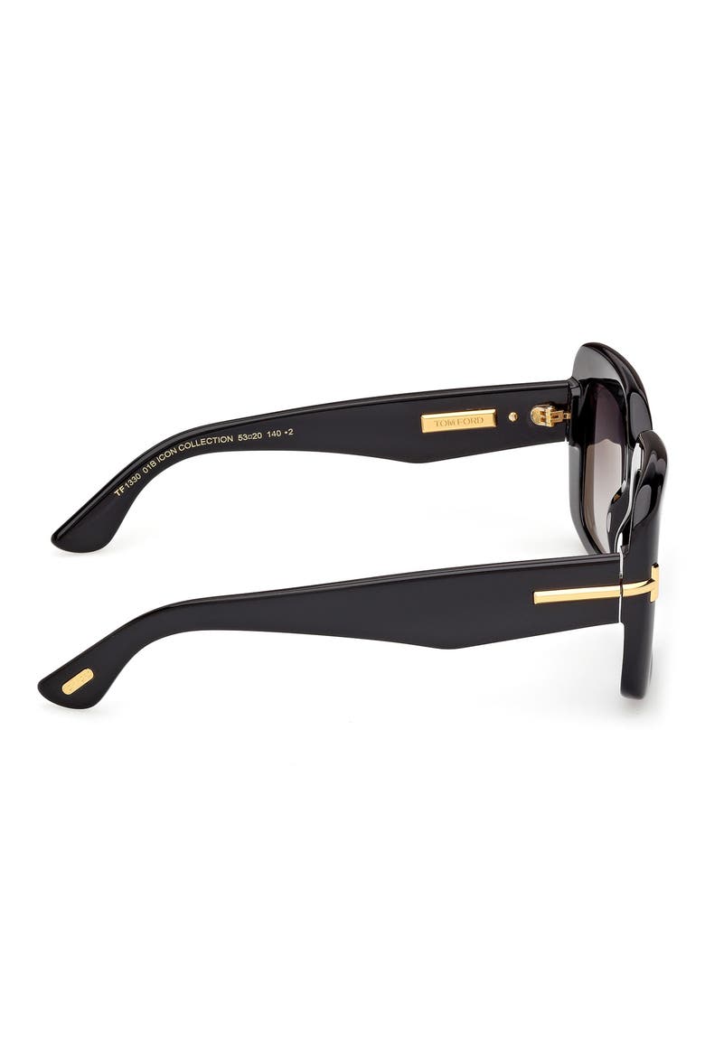 Icon 53mm Gradient Square Sunglasses, Alternate, color, SHINY BLACK/ BAGUETTE