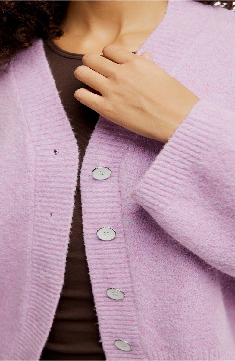 Free People Cool of the Night Cardigan, Alternate, color, Lilac Spell Melange