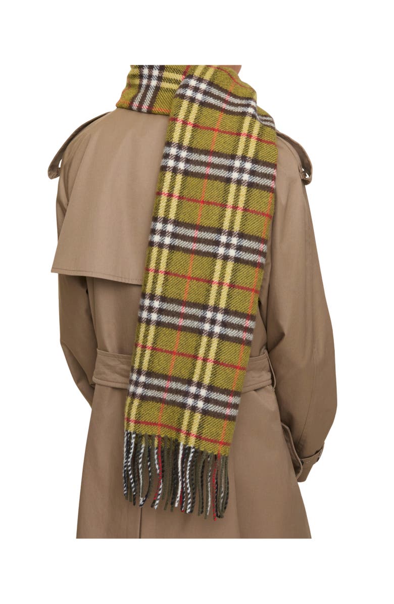 Burberry Check British Wool Scarf, Alternate, color, Khaki Green