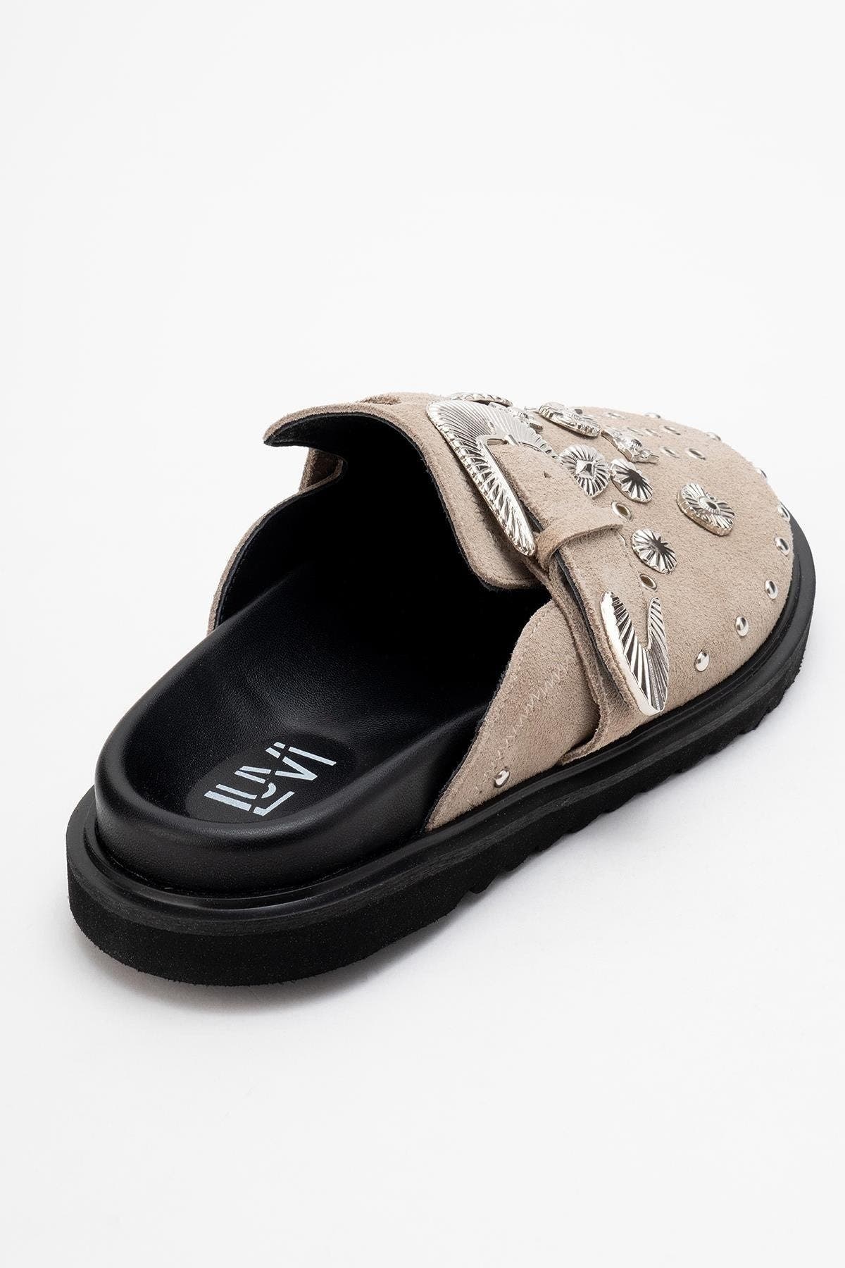 Maril Leather Buckle Sandal, Alternate, color, Beige Leather