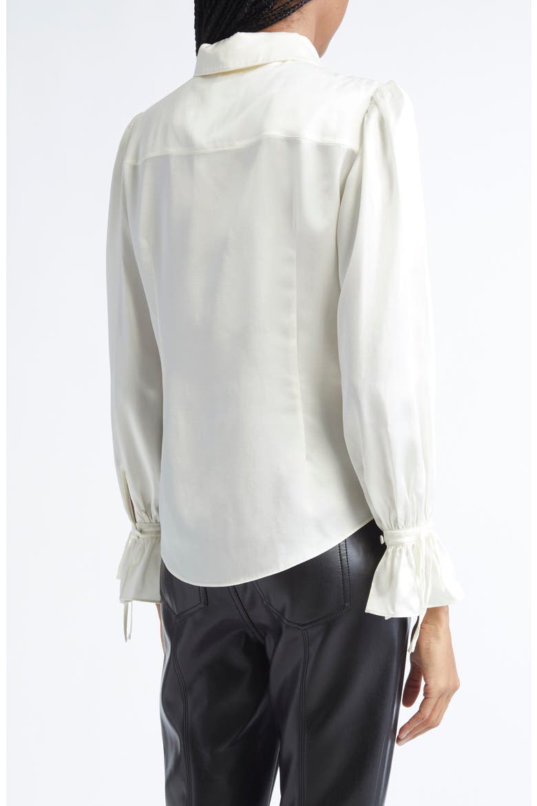 Troyer Tie Neck Silk Button-Up Shirt, Alternate, color, IVORY