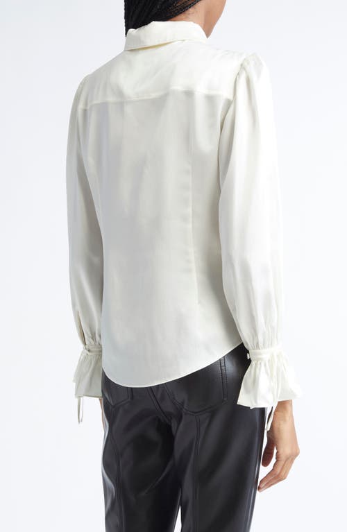 Cinq À Sept Troyer Tie Neck Silk Button-up Shirt In White
