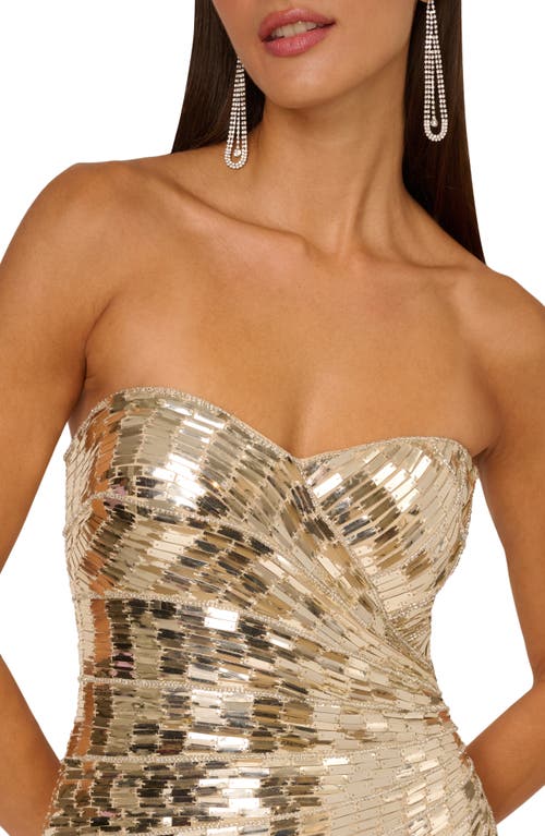 Adrianna Papell Beaded Strapless Minidress In Gold