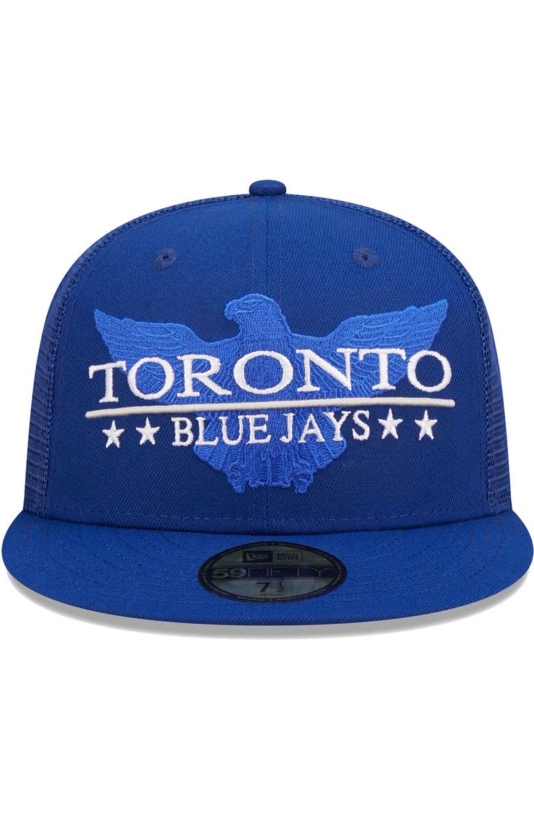 New Era Men's New Era Royal Toronto Blue Jays Patriot Trucker 9FIFTY Snapback Hat, Alternate, color, Royal