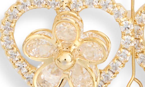 Eye Candy Los Angeles Nyomi Cubic Zirconia Flower & Heart Drop Huggie Hoop Earrings