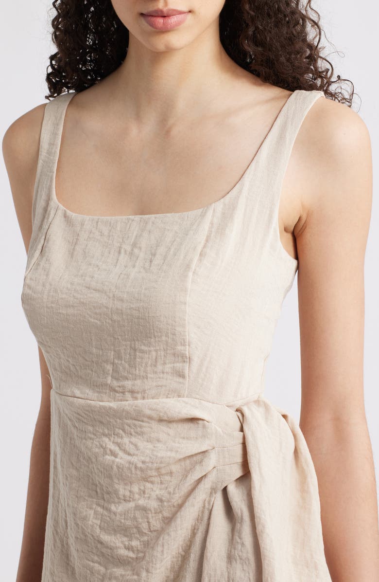 Sam Edelman Wrap Skirt Sleeveless Midi Dress, Alternate, color, Natural