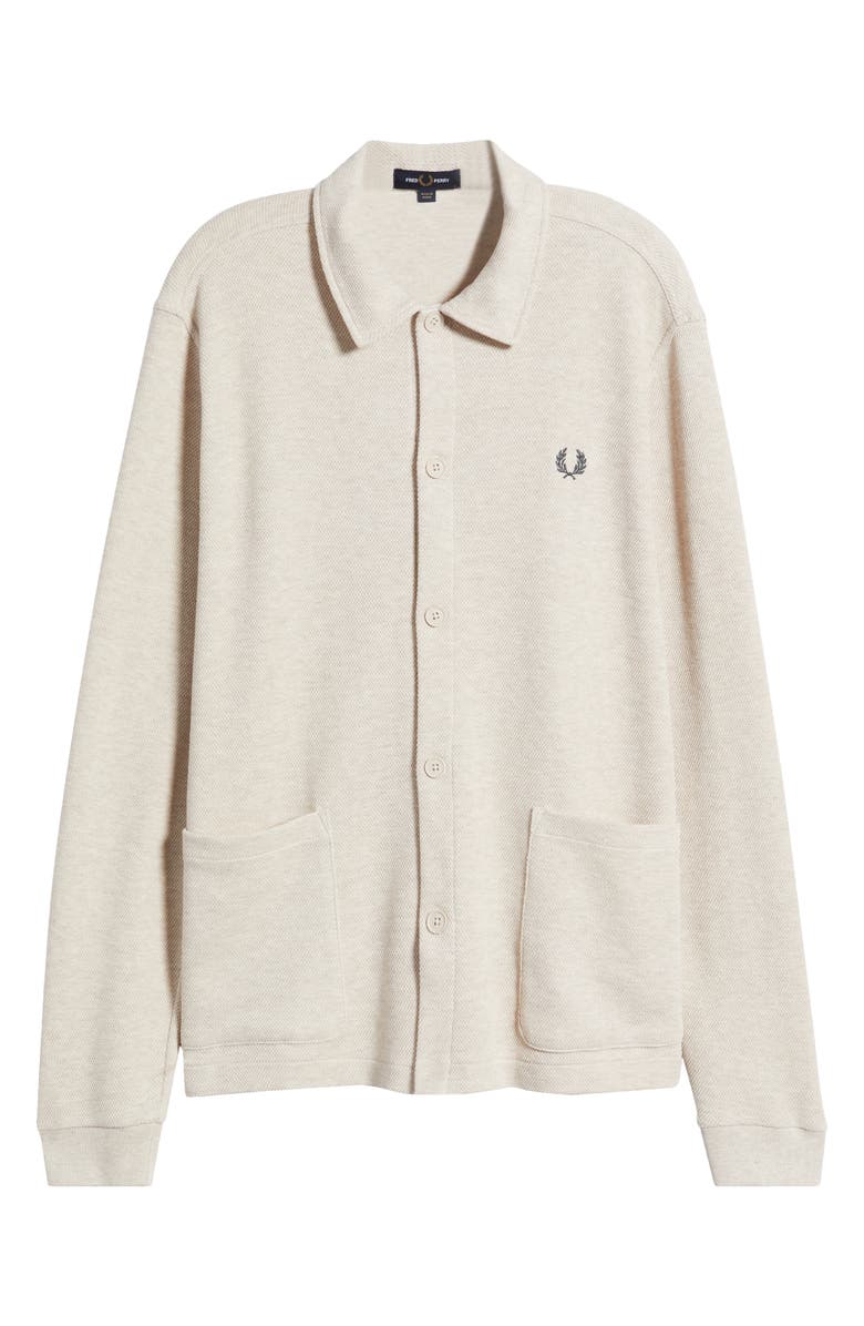 Fred Perry Waffle Stitch Long Sleeve Button-Up Polo, Alternate, color, 