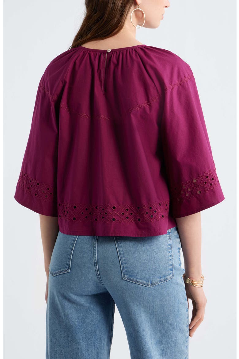 Eyelet Embroidered Poplin Swing Top, Alternate, color, PURPLE POTION